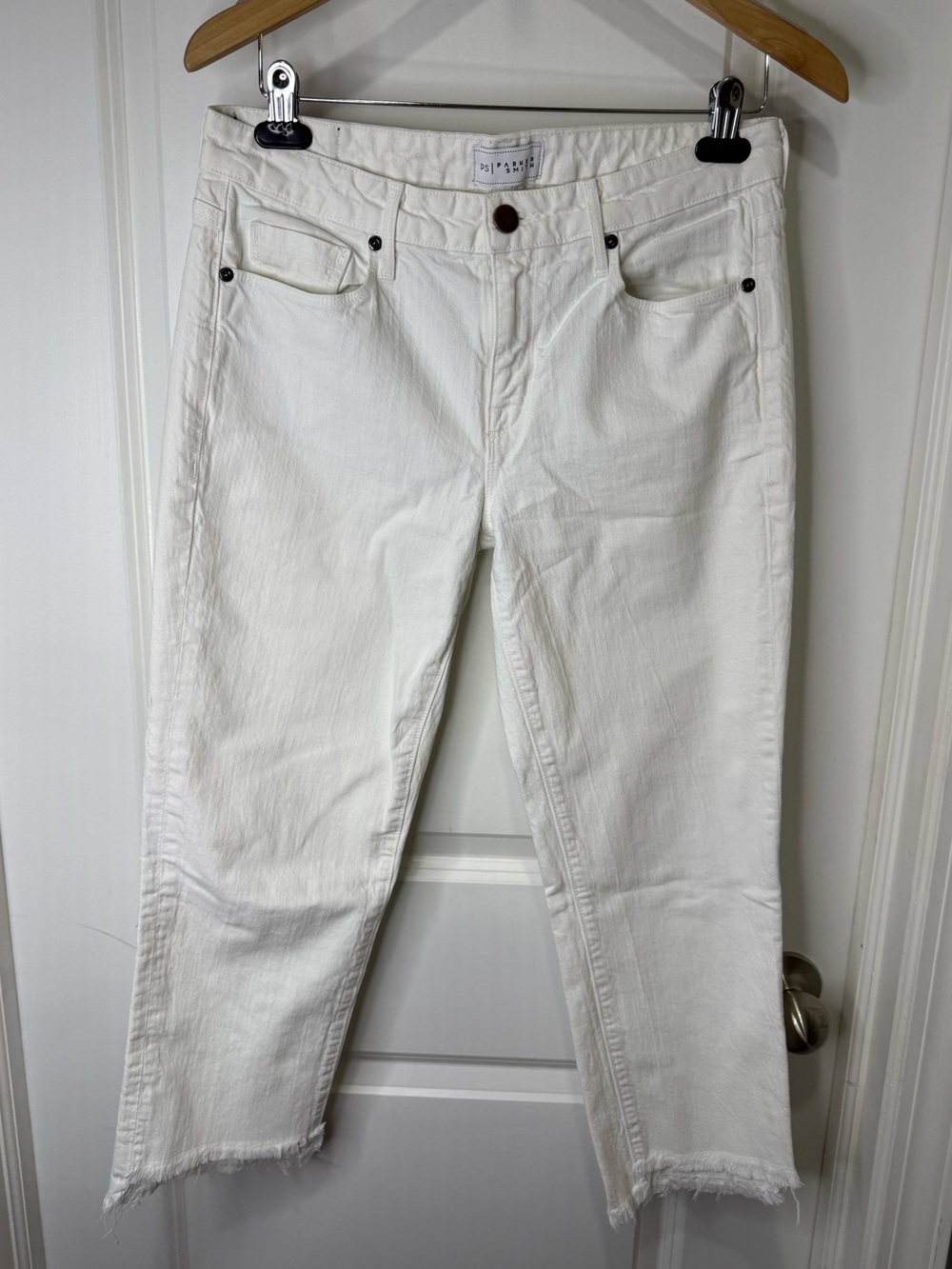 Parker Smith white jeans raw hem size 27